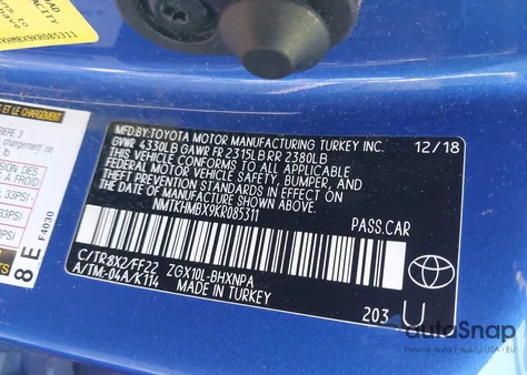 2019 Toyota C-Hr Xle from USA, damaged, VIN NMTKHMBX9KR085311